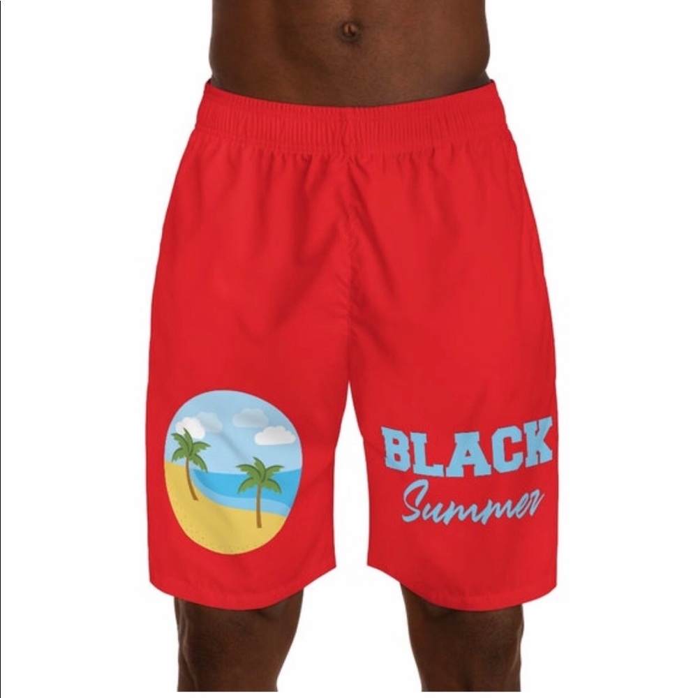 Black Summer Men Beach Red Jogger Shorts